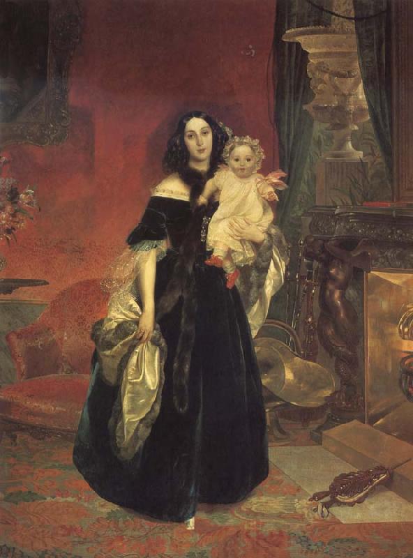 Karl Briullov Portrait of Maria Beck with her daughter Norge oil painting art